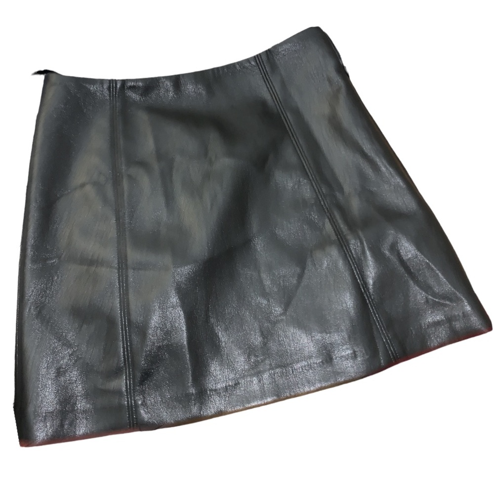 Black Faux Leather A-Line Skirt - Women